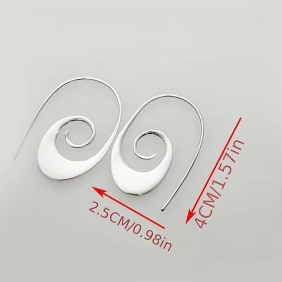 Silver Tone Spiral Earrings in Silver #808 - Picture 7 of 9